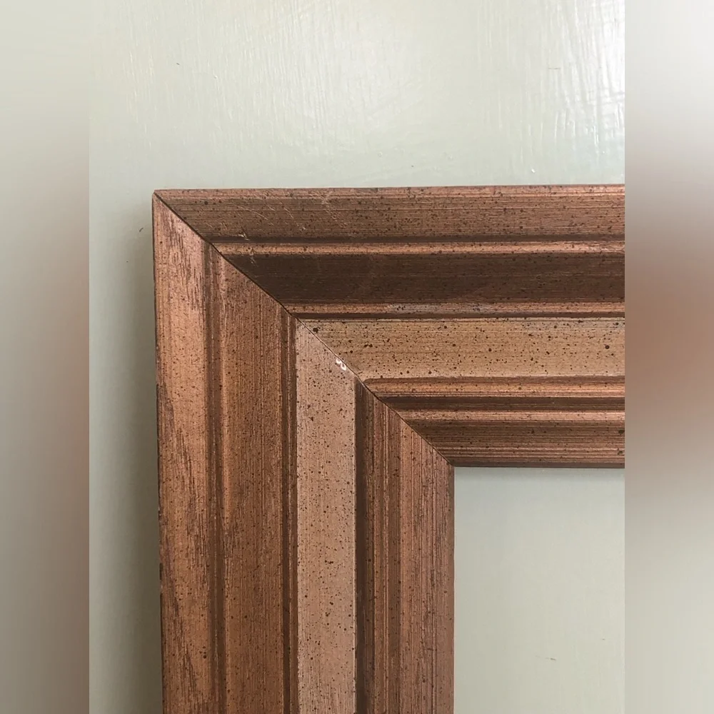Wood Picture Frame Vintage Brown Gold Tone Holds 11 X 14” Photo, Mcm Mid Century